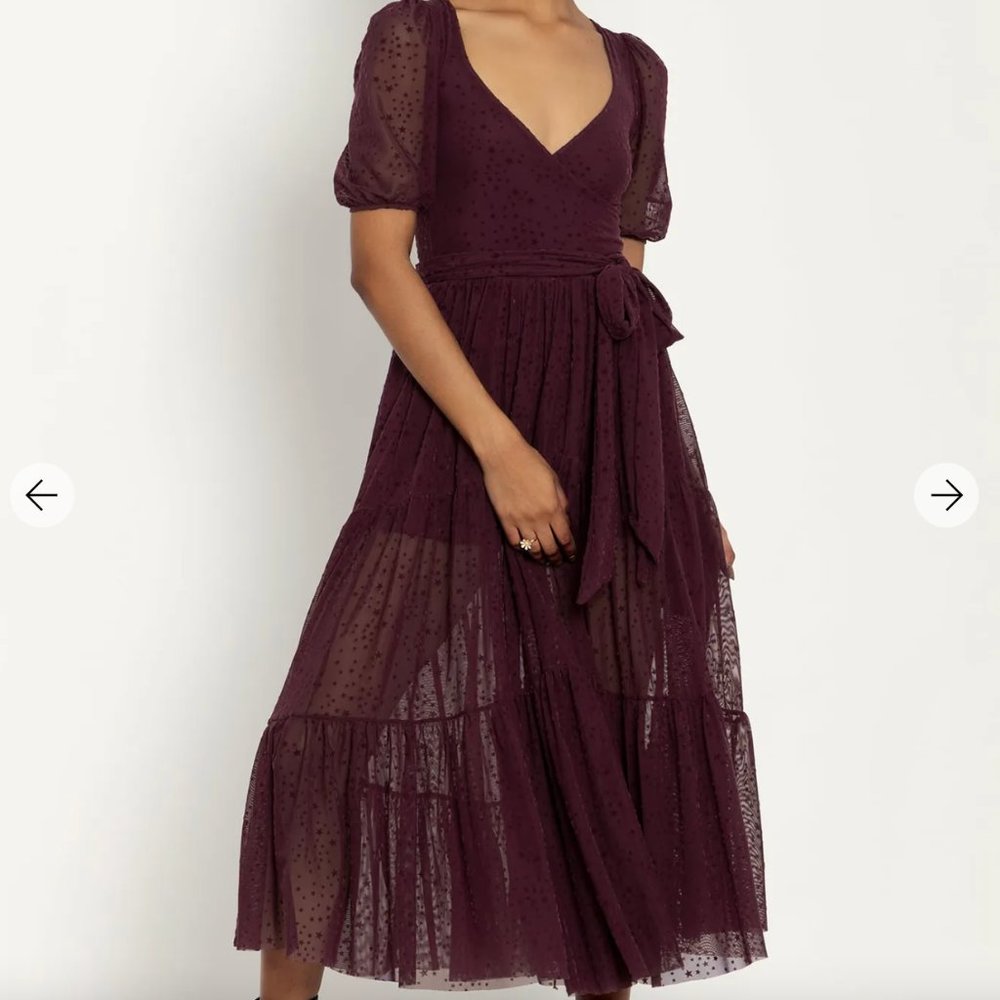 Blackmilk Midnight Delight Mauve Wrap Midaxi Dress (Size M) NWT